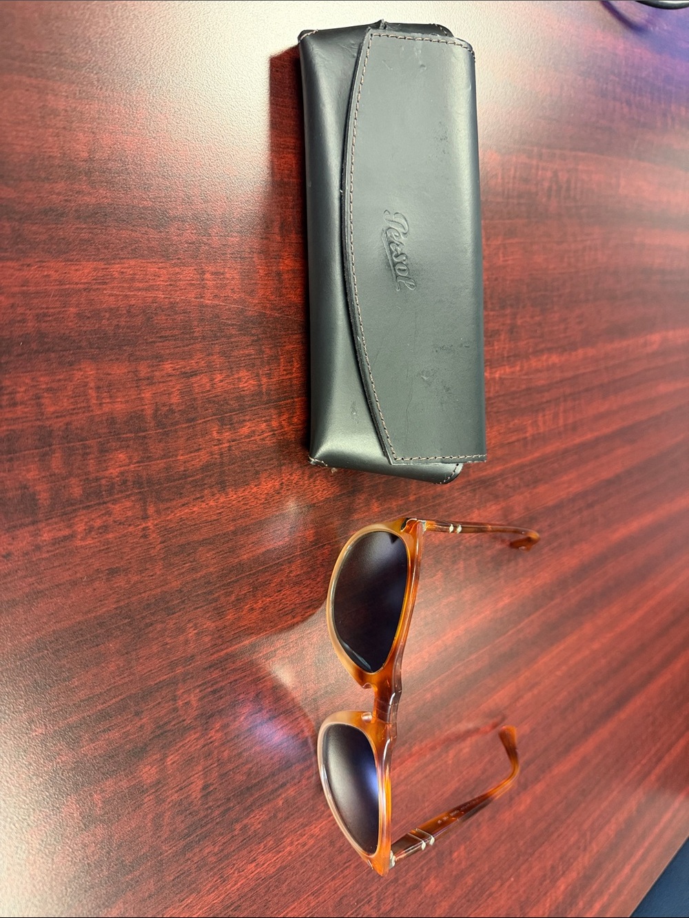 Persol Tortoiseshell Brown Frame Sunglasses with Black Lenses